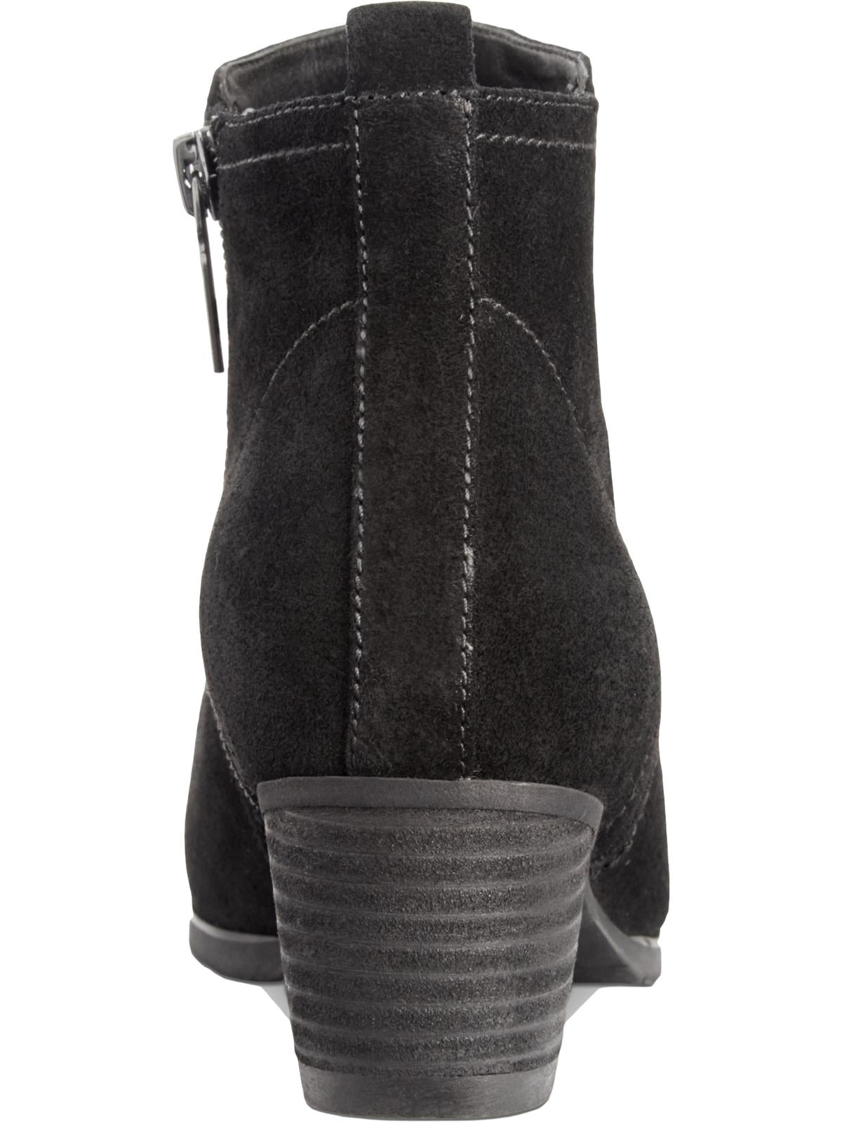 Aqua College Women's Flex Gore Accent Comfort Waterproof Cushioned Isla Round Toe Block Heel Zip up Booties Black Size 6.5 M