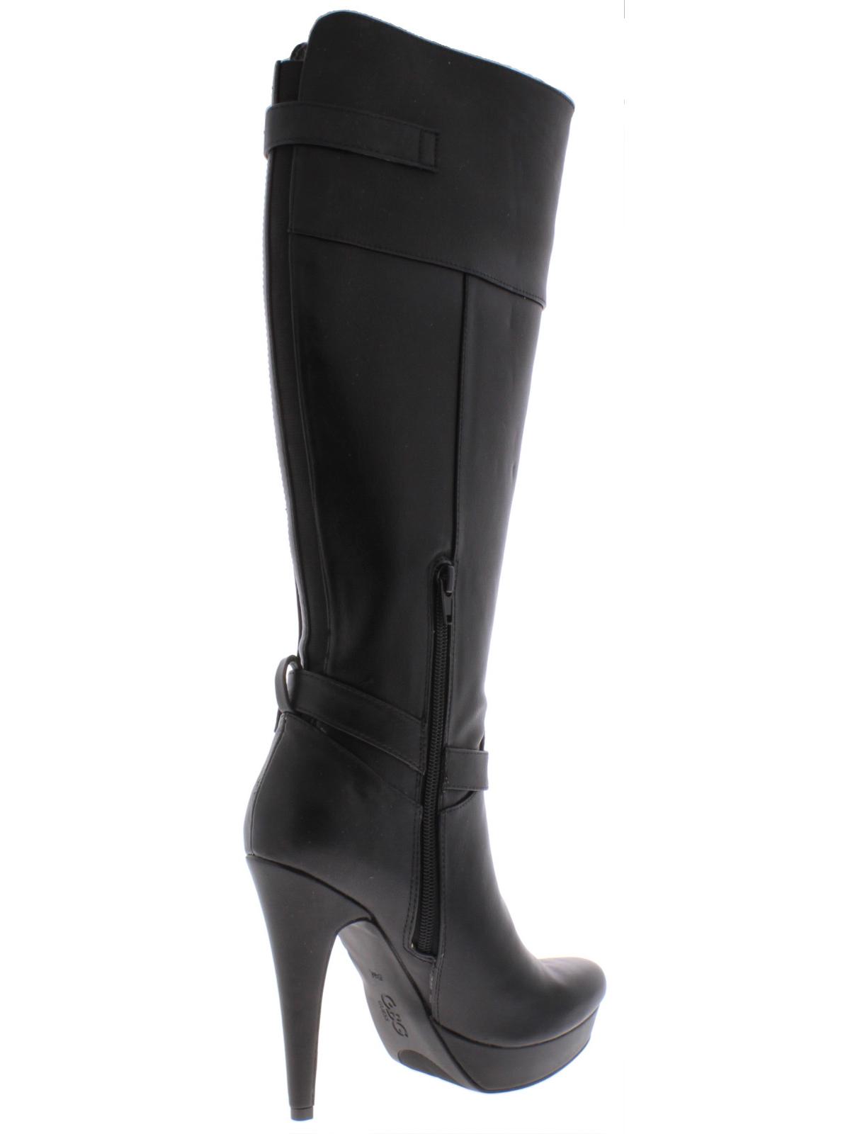 G by Guess Women's Desra Platform Boots Faux Leather Tall  Black Size 7.5 M