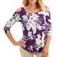 JM Collection Women's  Floral-Print Cold-Shoulder Top  Purple Size Medium
