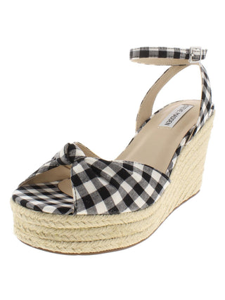 Steve Madden Women's Ankle Strap Espadrilles Valinda Sandals Black Size6 M