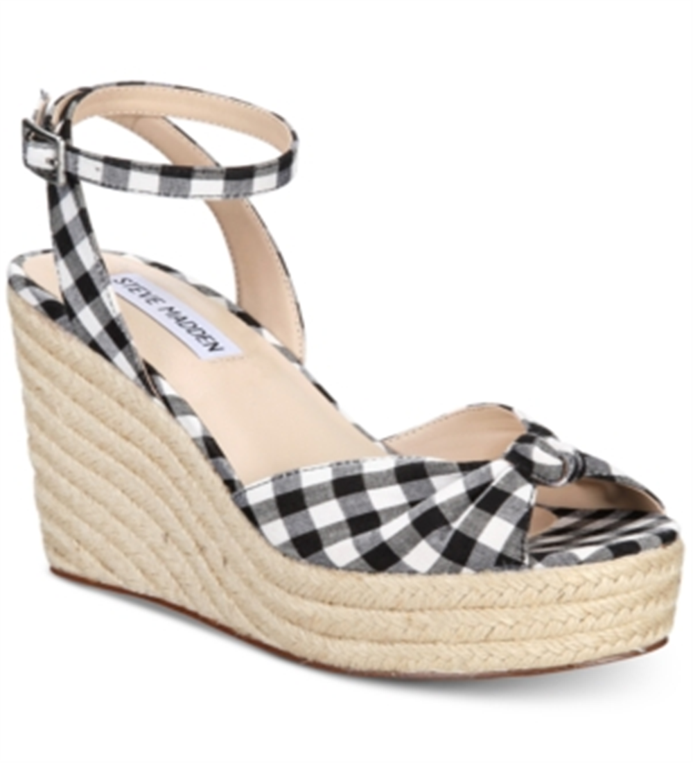 Steve Madden Women's Ankle Strap Espadrilles Valinda Sandals Black Size6 M