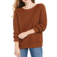 Style & Co Women's Drop Sleeve Ribbed Sweater Brown Size Petite L