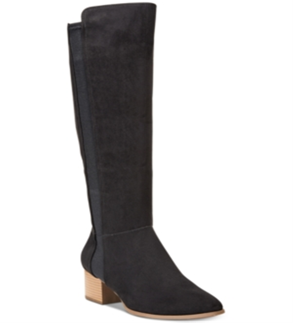 Style & Co. Women's Finnly Suede Almond Toe Mid-Calf Fashion Boots Black Size 6.5 M
