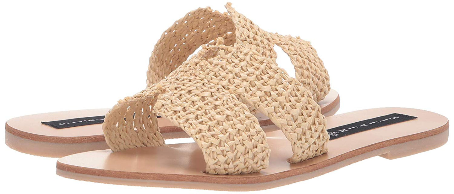 Steve Madden Women's Nat Multi Greece Slide Sandals Brown Size 7.5 M