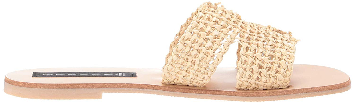 Steve Madden Women's Nat Multi Greece Slide Sandals Brown Size 7.5 M