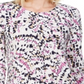 JM Collection Women's Printed 3/4 Sleeve Jewel Neck Top White Size Small