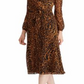 Ralph Lauren Women's Ocelot Print Georgette Dress Brown Size 18