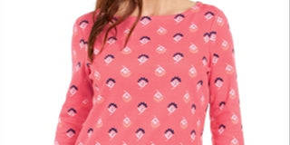 Charter Club Women's Printed Boat-Neck Top  Red Size Large