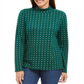 Karen Scott Women's Snowflake Dot Printed Mock-Nec Spruce Night Size M