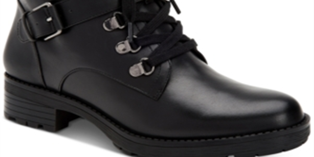 Giani Bernini Women's Naomii Lug Leather Lug Sole Ankle Boots Black Size 6 M