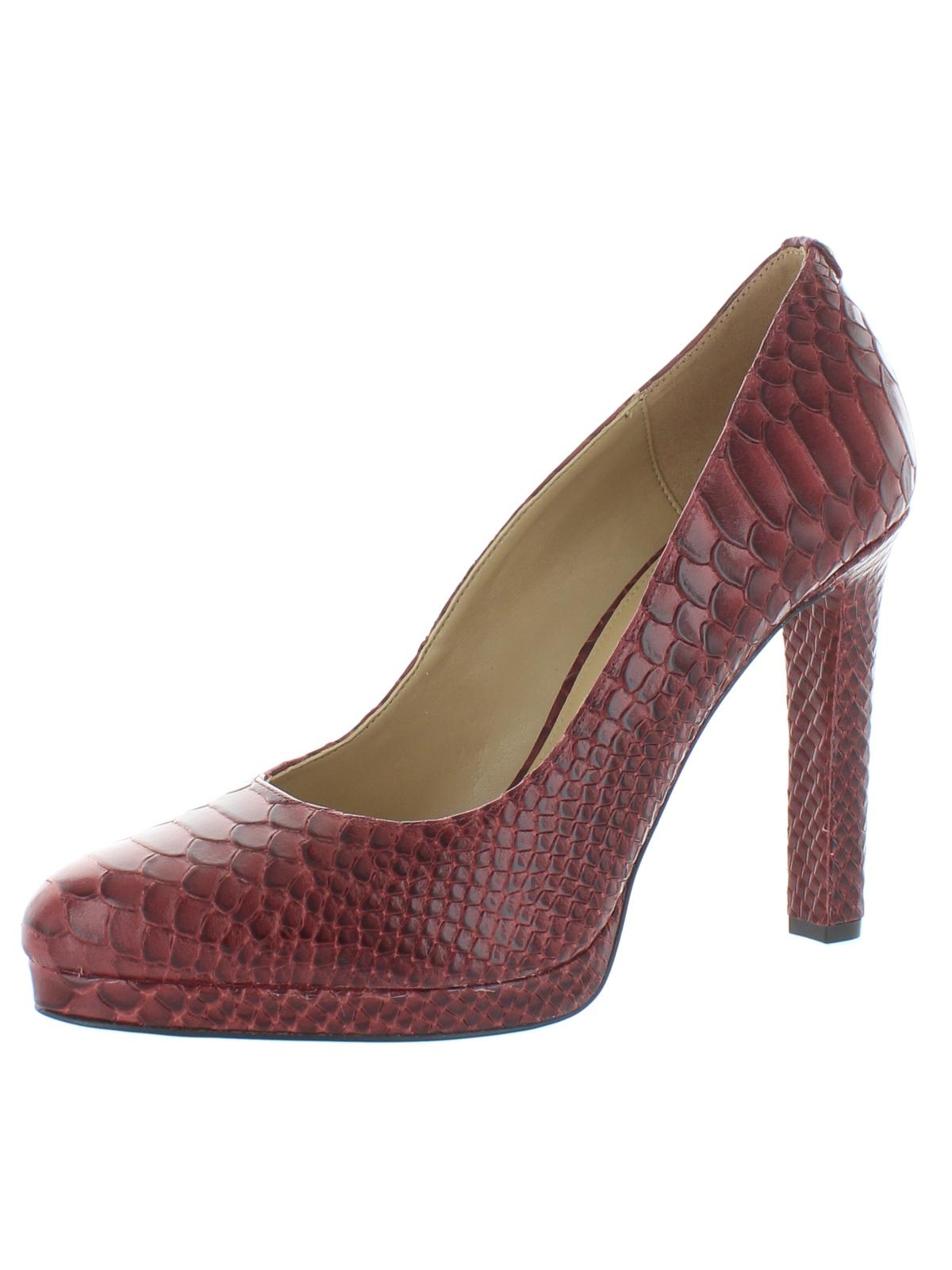Michael Kors Women's Ethel Pumps Patent Leather Embossed Brandy Red Size 9