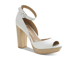 American Rag Women's Reeta Fabric Peep Toe Ankle Strap D-orsay Pumps White Size 9.5 M