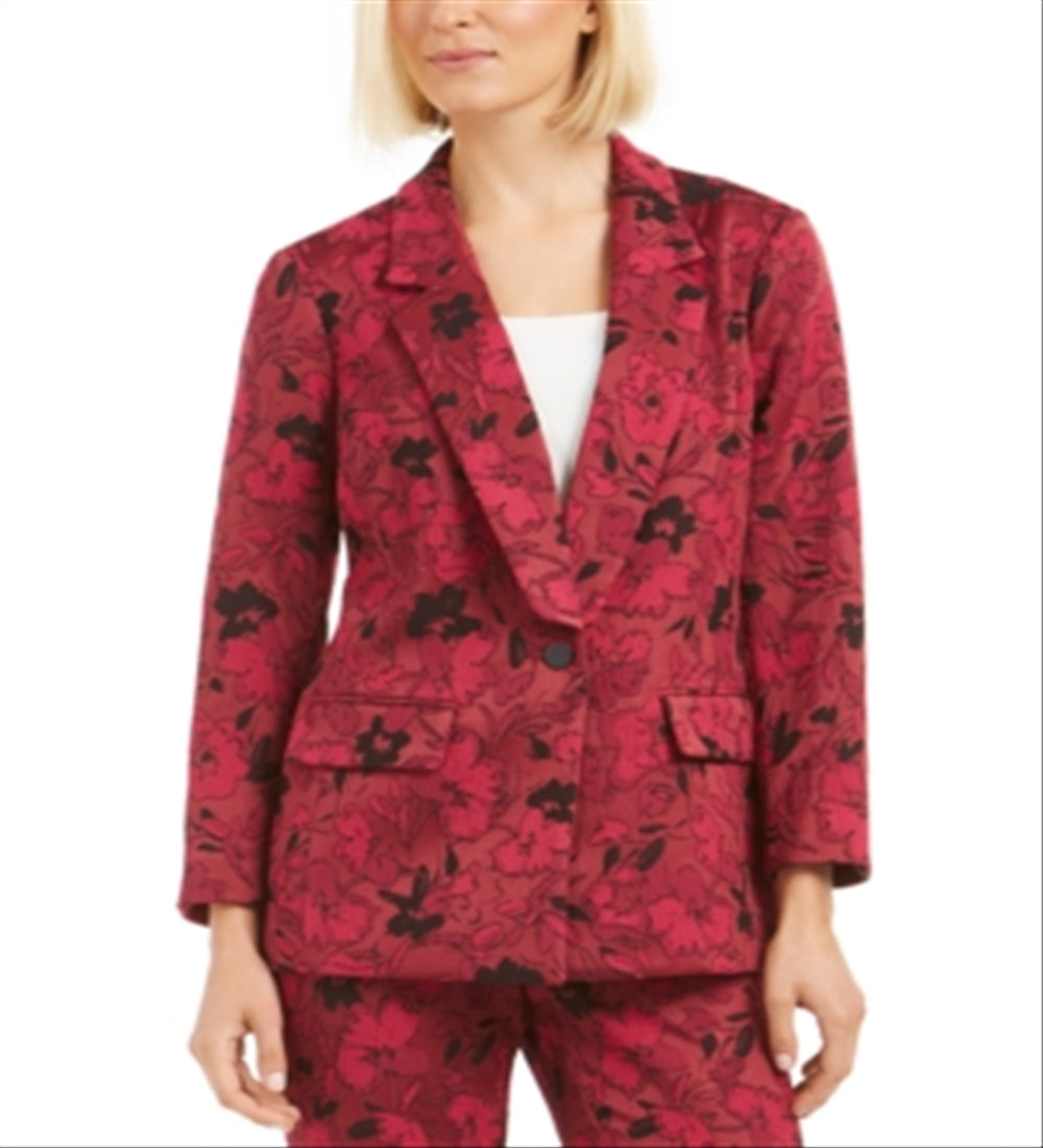 Alfani Women's Floral Jacquard Blazer  Pink Size Small