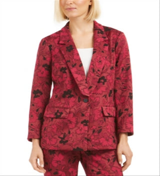 Alfani Women's Floral Jacquard Blazer  Pink Size Small