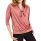 Alfani Women's Petite Tie-Neck Top  Pink Size Petite S