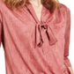 Alfani Women's Petite Tie-Neck Top  Pink Size Petite S