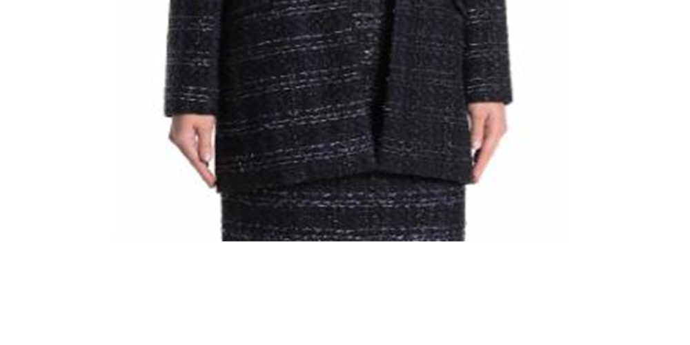 Material Girl Women's  Metallic Tweed Long Novelty Open Jacket Blue Size 12