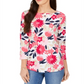 Charter Club Women's Floral Print Top  Red Size 2XL
