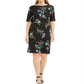 Karen Scott Women's Printed Boat-Neck Dress Black Size Small