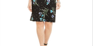 Karen Scott Women's Printed Boat-Neck Dress Black Size Small