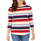 Charter Club Women's  Pima Cotton Button-Shoulder Stripe Top  Yellow Size XL