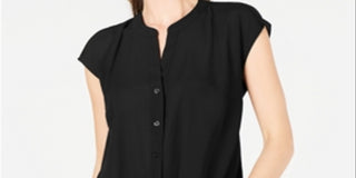 INC International Concepts Women's Twist Front Top Black Size Petite