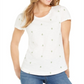 Style & Co Women's Printed Scoop-Neck T-Shirt  White Size XL