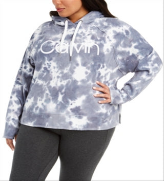 Calvin Klein Women's  Plus Size Tie-Dyed Active Hood Steel Combo 3X
