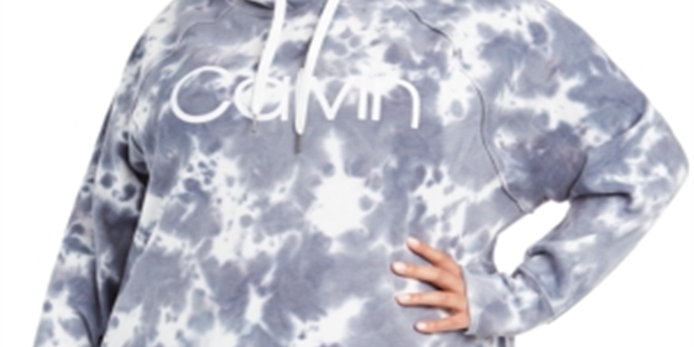 Calvin Klein Women's  Plus Size Tie-Dyed Active Hood Steel Combo 3X