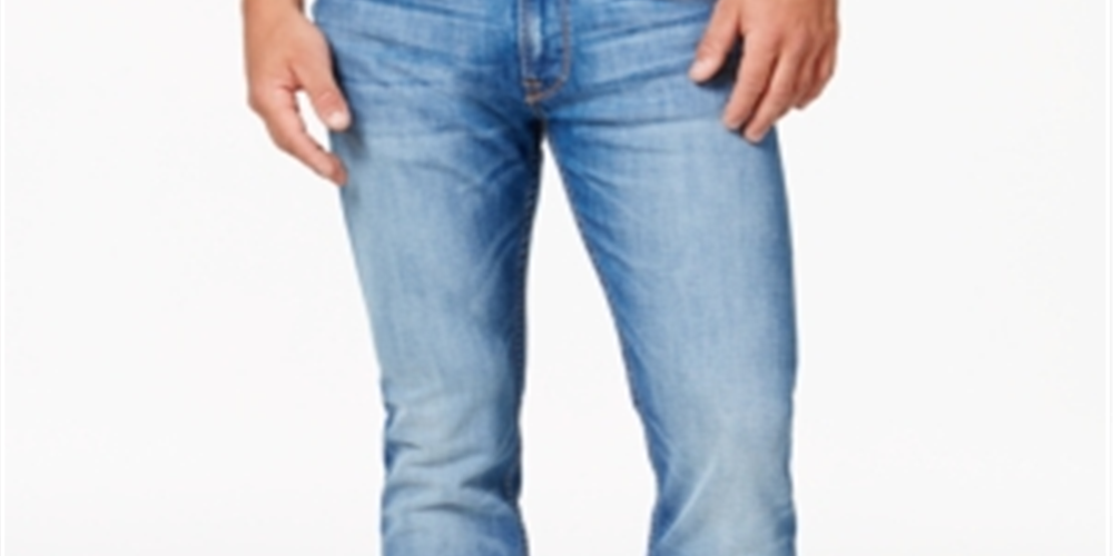 Guess Men's Light Blue Slim Straight Fit Stretch Jeans Light Blue Size 38X30