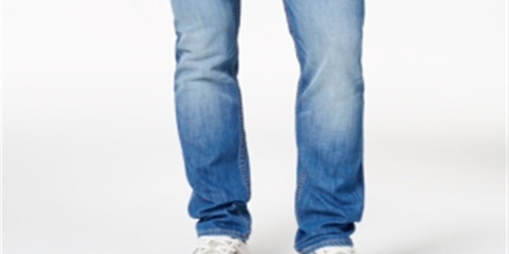 Guess Men's Light Blue Slim Straight Fit Stretch Jeans Light Blue Size 38X30