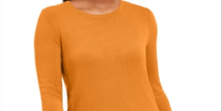 JM Collection Women's Button-Cuff Crewneck Sweater  Orange Size Large