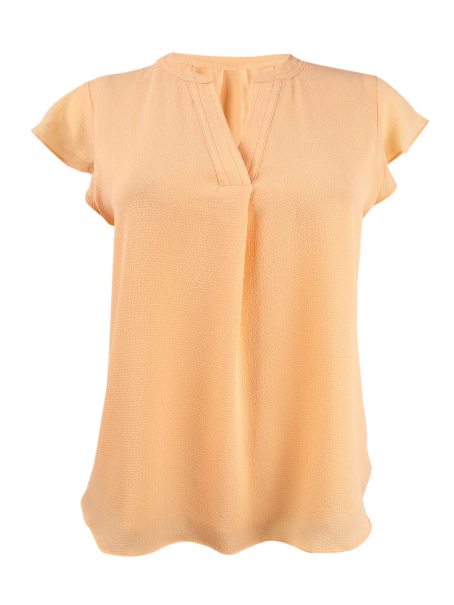 Calvin Klein Women's Cap Sleeve Blouse Orange Size Petite