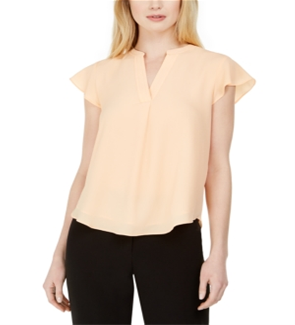 Calvin Klein Women's Cap Sleeve Blouse Orange Size Petite