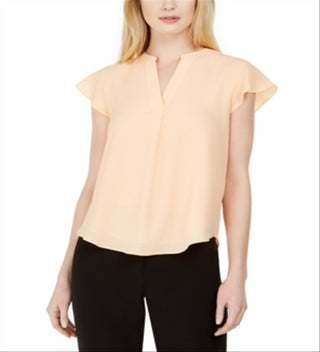 Calvin Klein Women's Cap Sleeve Blouse Orange Size Petite