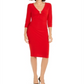 INC Women's Ring-Hardware Ruched MIDI Dress  Red Size Small