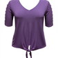 JM Collection Women's Tie-Front Top  Purple Size Large