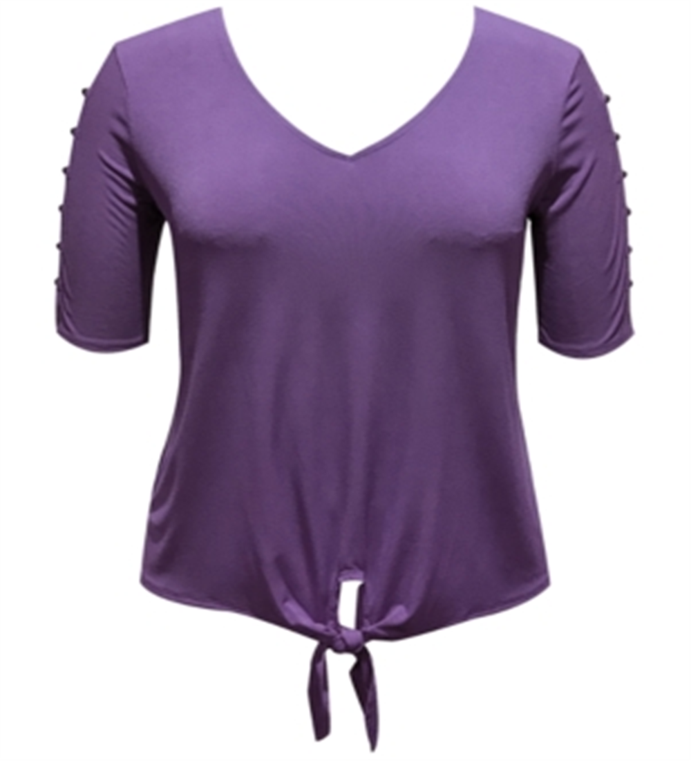 JM Collection Women's Tie-Front Top  Purple Size Large