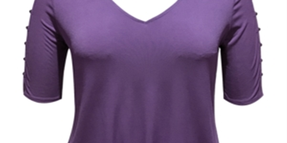 JM Collection Women's Tie-Front Top  Purple Size Large