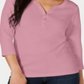 Karen Scott Women's  Henley Top  Mellow Rose Pink Size Medium