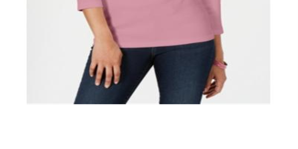 Karen Scott Women's  Henley Top  Mellow Rose Pink Size Medium