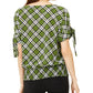 Michael Michael Kors Plaid Grommet-Sleeve Top Green Size XXS