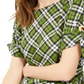Michael Michael Kors Plaid Grommet-Sleeve Top Green Size XXS