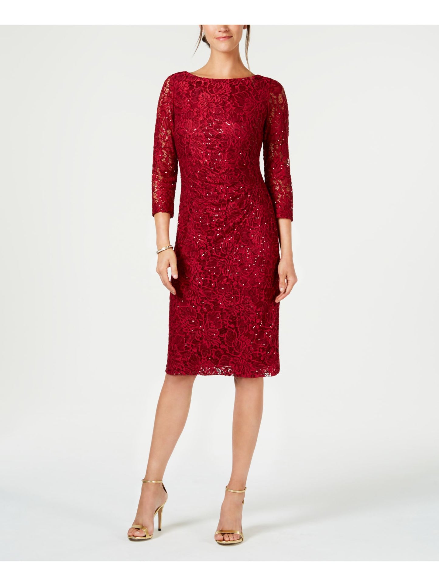 Jessica Howard Women's Petite Lace Sheath Dress Wine Size 10P