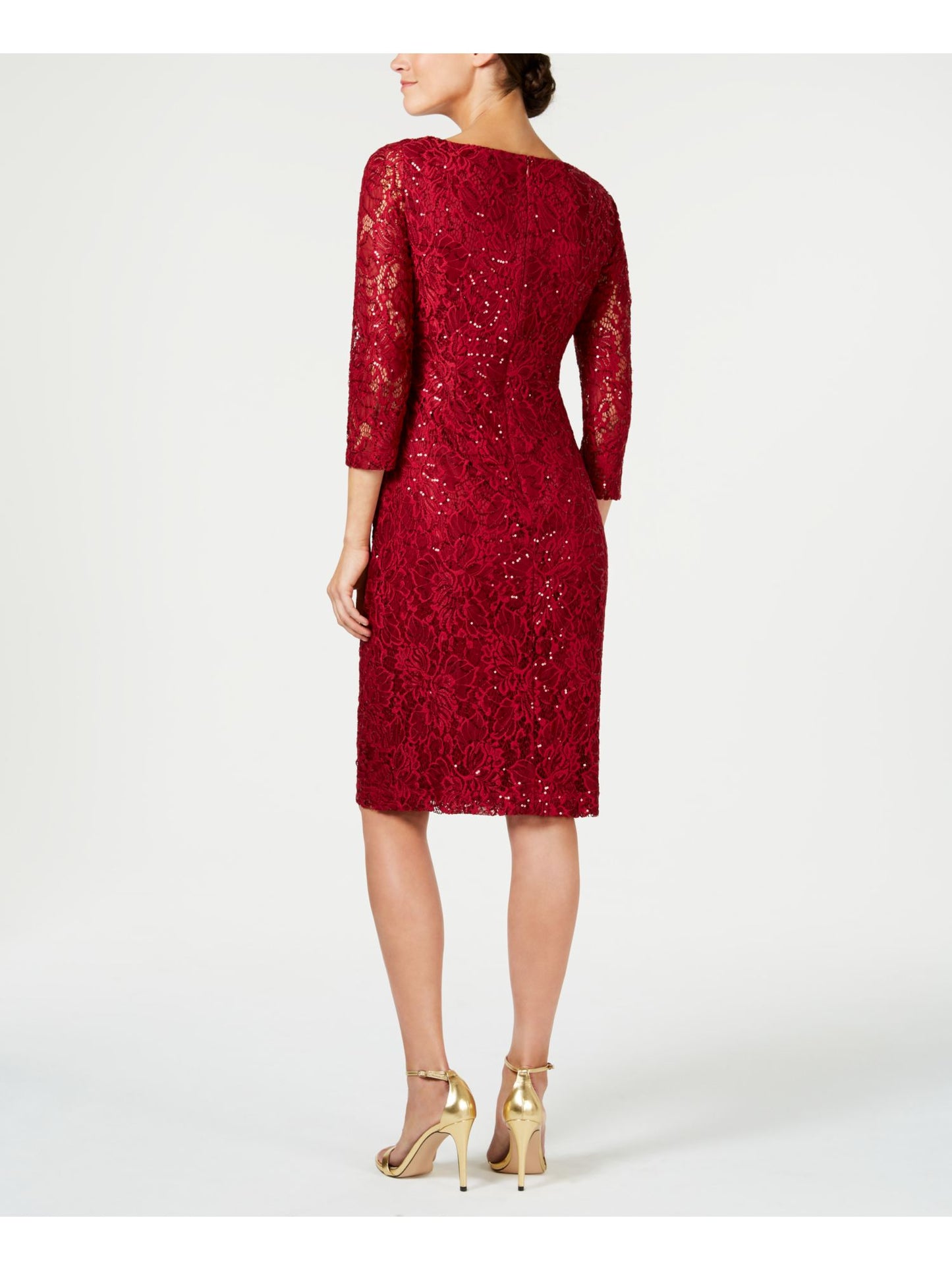 Jessica Howard Women's Petite Lace Sheath Dress Wine Size 10P