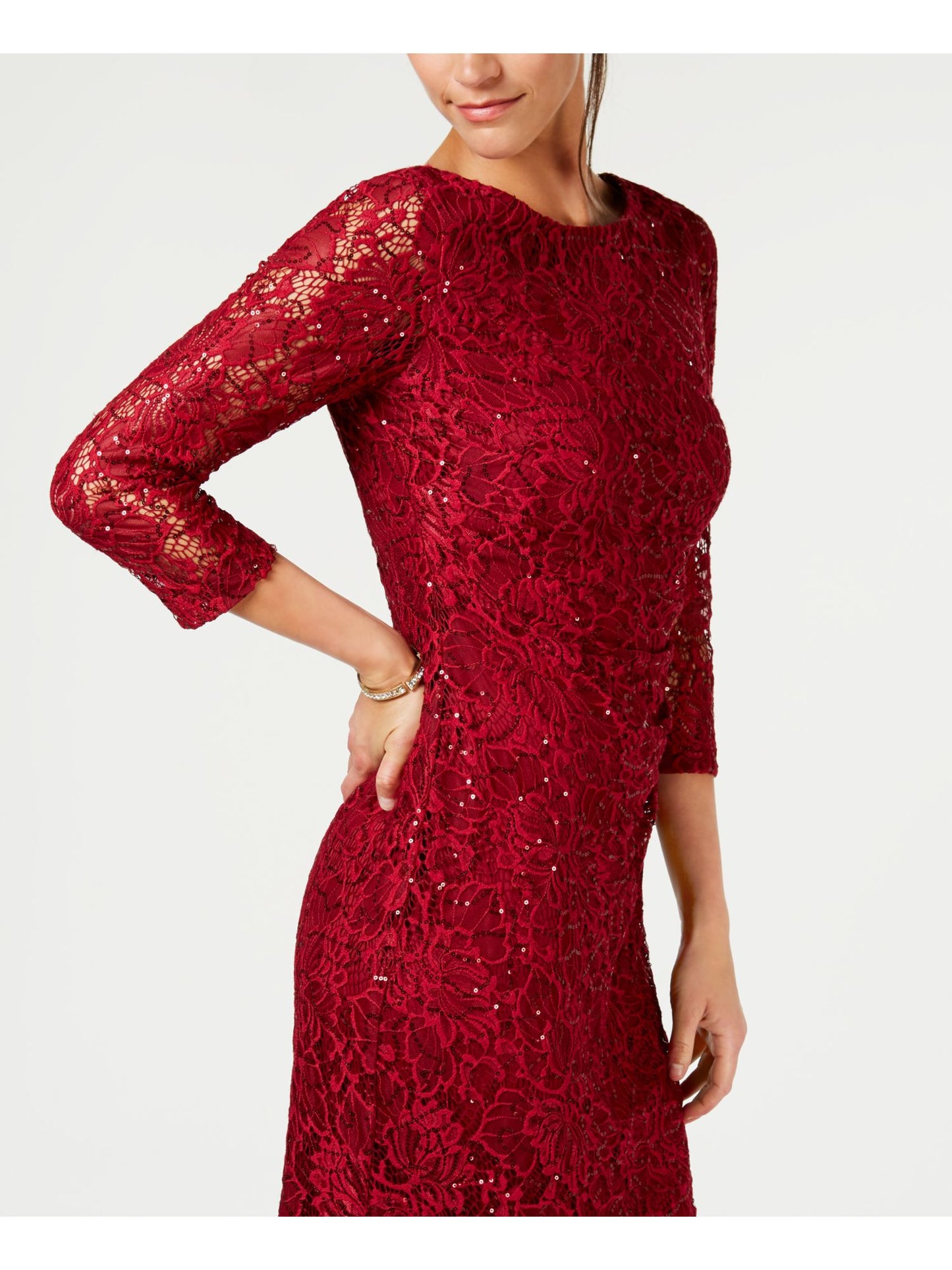 Jessica Howard Women's Petite Lace Sheath Dress Wine Size 10P