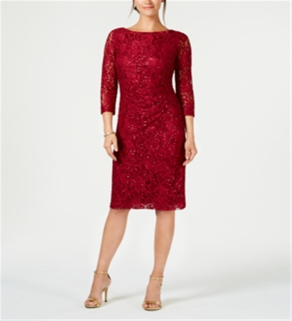 Jessica Howard Women's Petite Lace Sheath Dress Wine Size 10P