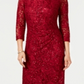 Jessica Howard Women's Petite Lace Sheath Dress Wine Size 10P