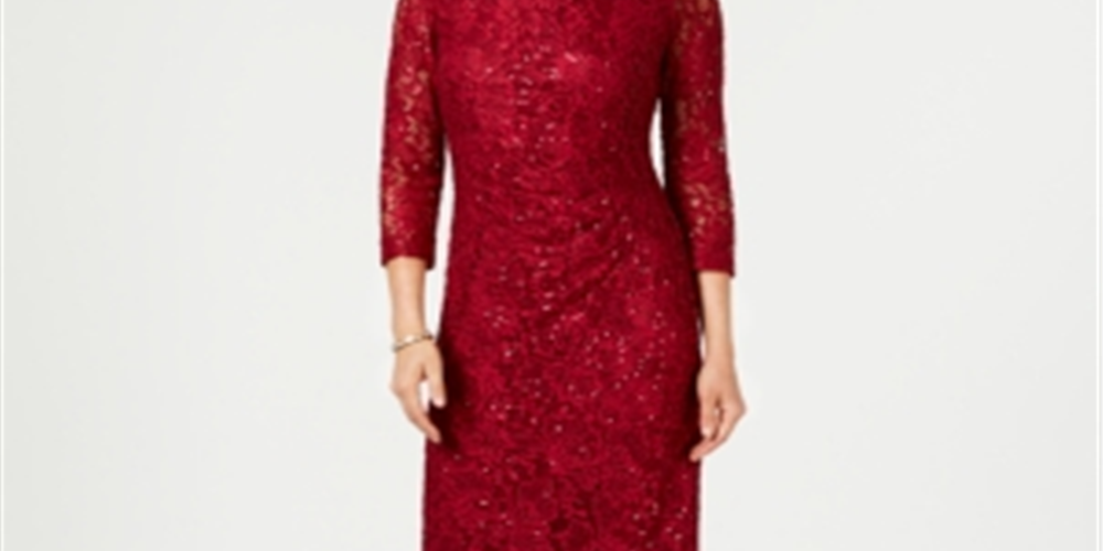 Jessica Howard Women's Petite Lace Sheath Dress Wine Size 10P