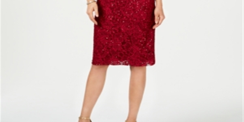 Jessica Howard Women's Petite Lace Sheath Dress Wine Size 10P